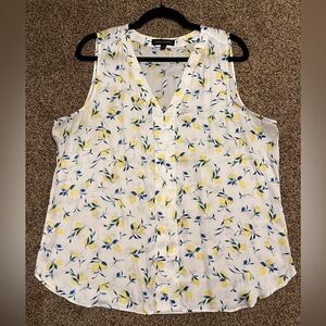 Banana Republic Sleeveless Top - White with Lemon print